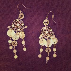 Earrings gold Creme long